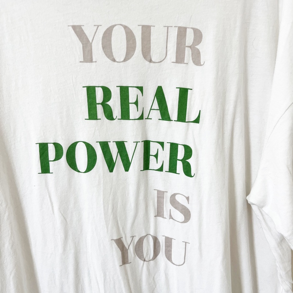 Aerie White Oversized Boyfriend Graphic Tee 'Your Real Power Is You' Size Medium - Picture 3 of 7